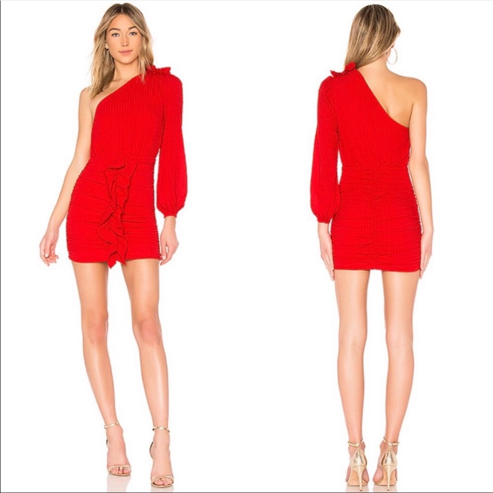 Lovers and Friends Kelsea Red One Shoulder Mini Dress